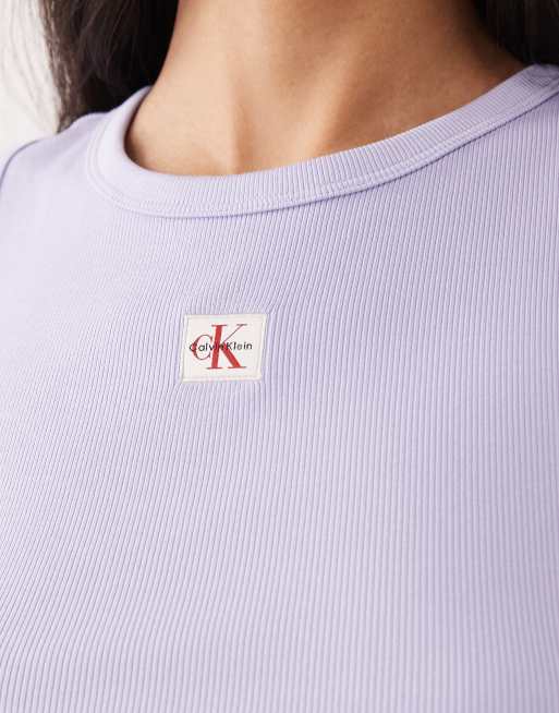 Calvin Klein Jeans – Geripptes Tanktop in Himmelblau, 2 von 4