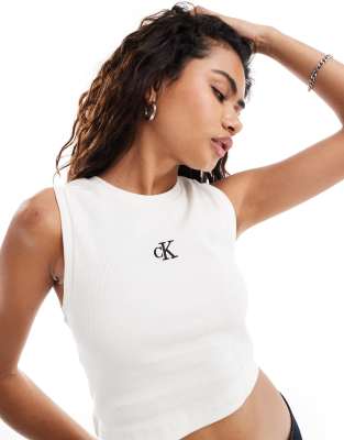 Calvin Klein Jeans - Geripptes Tanktop in Wollweiß