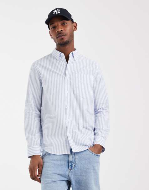 Calvin Klein Jeans - Gestreept Oxford overhemd in lichtblauw - view 1