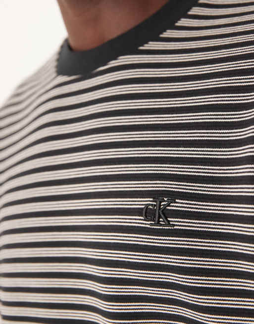 Calvin Klein Jeans - Gestreept T-shirt in gebroken wit en zwart, 5 van 5