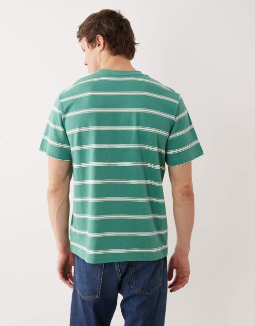 Calvin Klein Jeans – Gestreiftes Relaxed-Fit-T-Shirt in Grün, 3 von 5