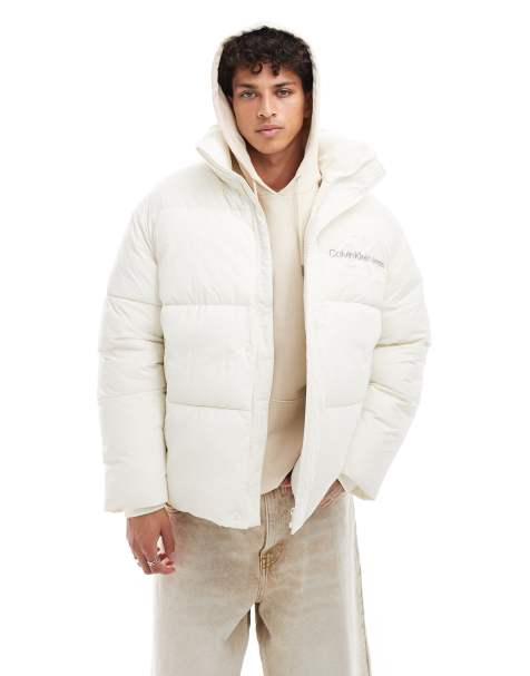 Calvin Klein Jeans - Gewatteerd chenille jack met monoglogo in wit - view 1
