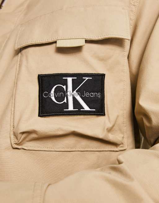 Calvin Klein Jeans - Giacca cargo multitasche comoda beige, 3 di 4