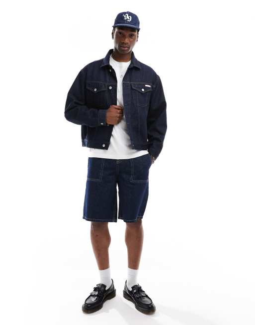 Calvin Klein Jeans - Giacca di jeans blu indaco vestibilità comoda, 3 di 4