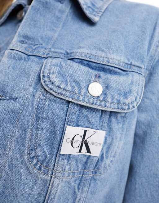 Calvin Klein Jeans - Giacca di jeans corta anni '90 lavaggio chiaro, 3 di 4