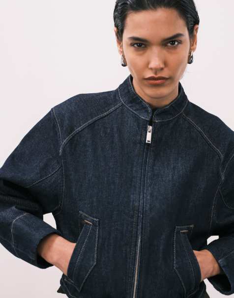 Calvin Klein Jeans - Giacca di jeans corta senza colletto in denim scuro - view 1