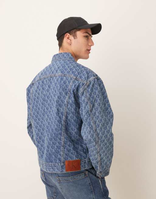 Calvin Klein Jeans - Giacca di jeans lavaggio medio con motivo stampato anni '90, 2 di 4