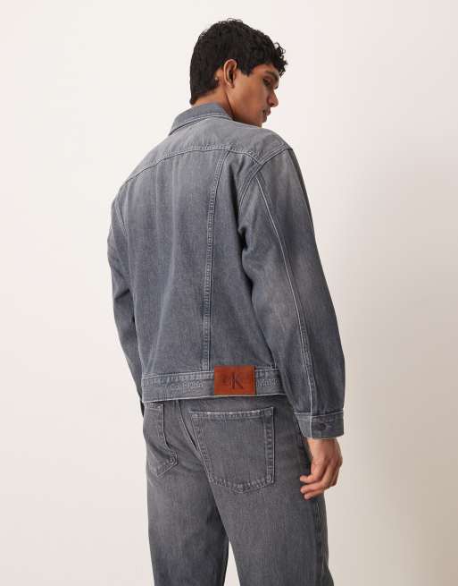 Calvin Klein Jeans - Giacca di jeans trucker lavaggio blu scuro in coordinato, 5 di 5