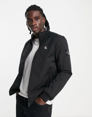 Calvin Klein Jeans monogram badge padded harrington jacket in black - ASOS Price Checker