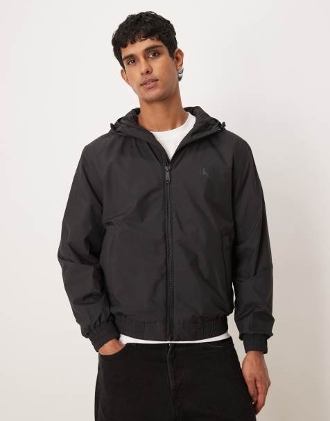 Calvin Klein Jeans - Giacca impermeabile nera con cappuccio in tessuto ripstop - view 1