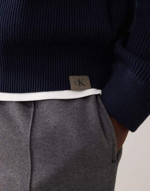 Calvin Klein Jeans - Giacca sportiva in maglia blu navy e verde con righe, 5 di 5