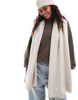 Calvin Klein Jeans Calvin Klein Jeans gift beanie and scarf monogram in gray morn-White