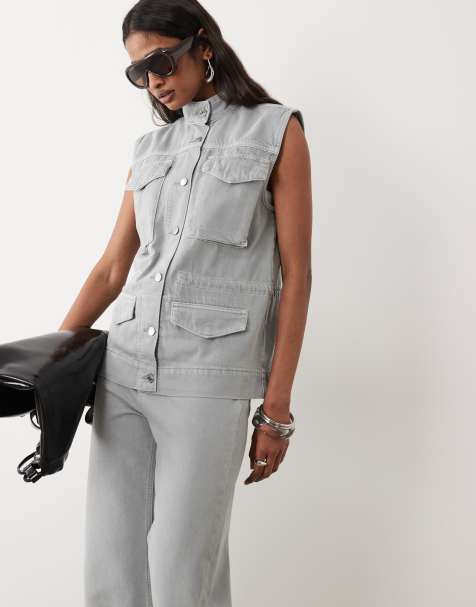 Calvin Klein Jeans - Gilet multitasche in denim grigio tenue - view 1