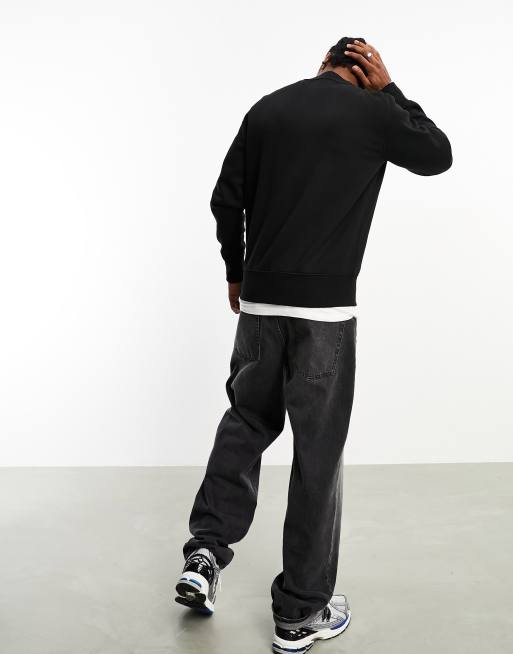Calvin Klein Jeans glitched CK logo crew neck sweatshirt in black, 2 of 4