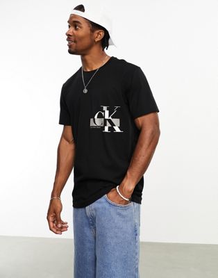 Calvin Klein Jeans glitched logo t-shirt in black