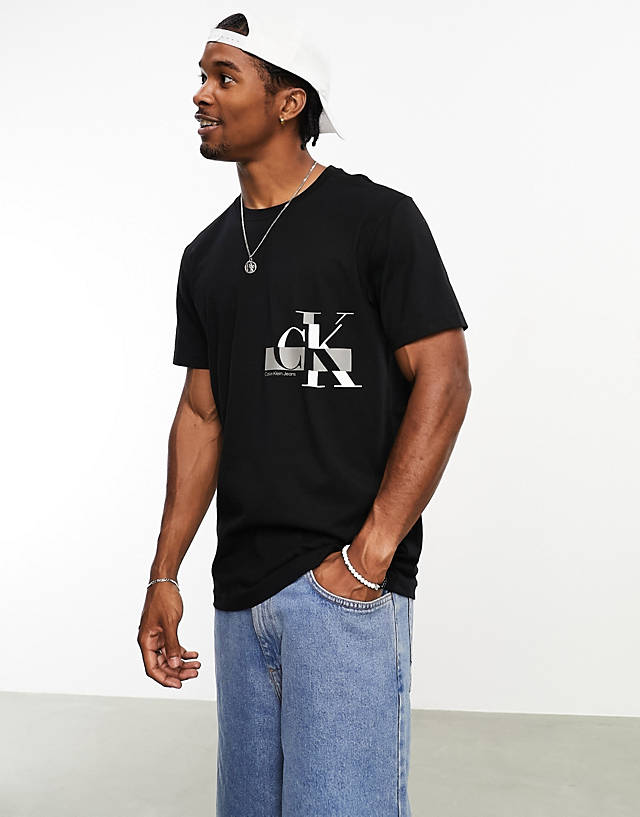 Calvin Klein Jeans - glitched logo t-shirt in black