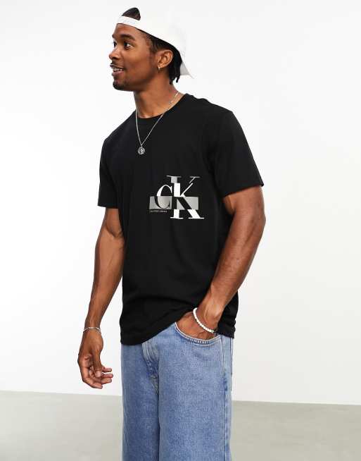 Calvin Klein Jeans glitched logo in t-shirt | ASOS black