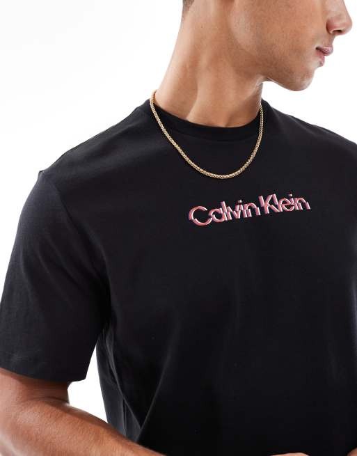 Calvin Klein Jeans glitched logo t-shirt in black, 3 of 4