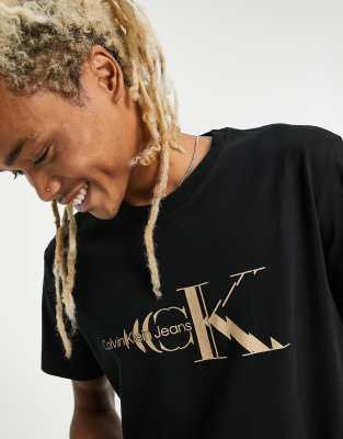 Calvin Klein Jeans glitched monologo t-shirt in black