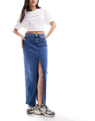 WRANGLER Jeans da donna Mom Jean Tapered W32 L27 Blu Cotone