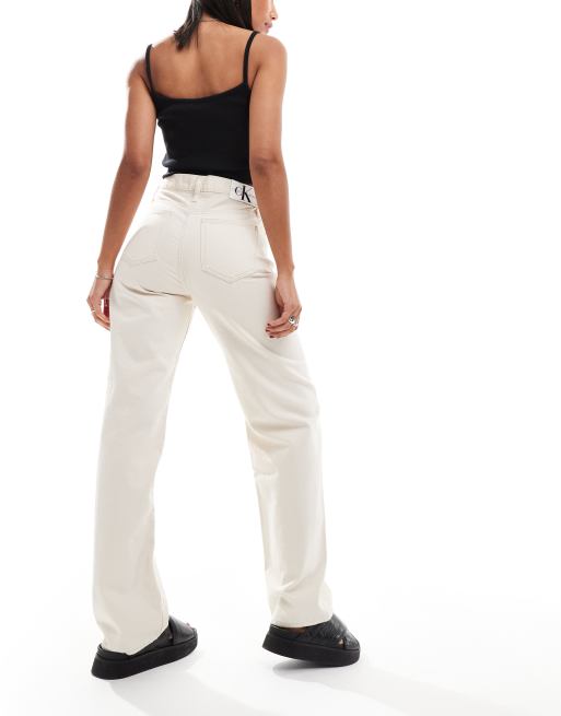 Calvin Klein Jeans – Gräddvita, lediga jeans med hög midja, 3 av 5