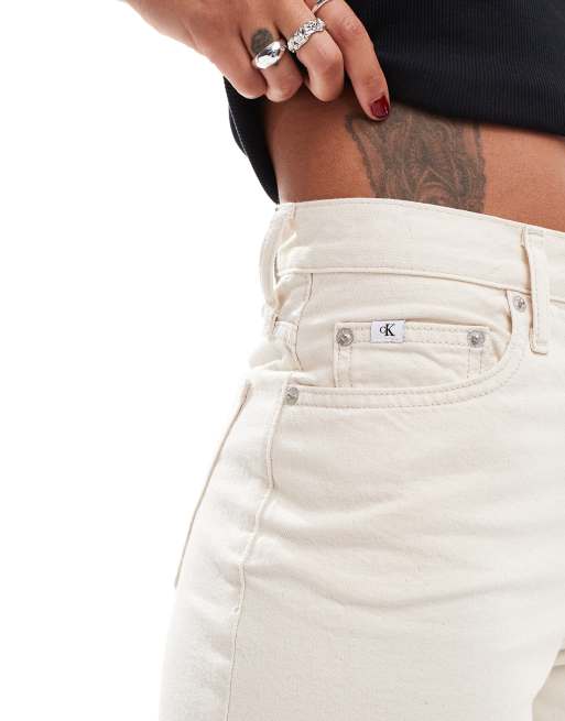 Calvin Klein Jeans – Gräddvita, lediga jeans med hög midja, 4 av 5