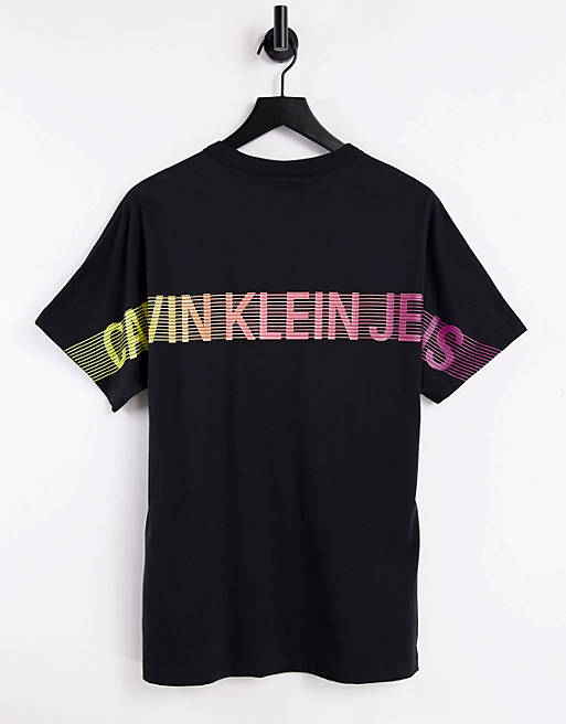Calvin Klein Jeans gradient back logo t-shirt in black