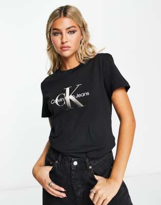 Calvin Klein Jeans gradient monologo t-shirt in black