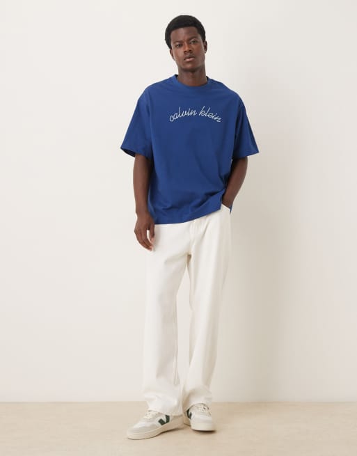 Calvin Klein Jeans – Granatowy T-shirt z haftowanym logo, 2 z 5