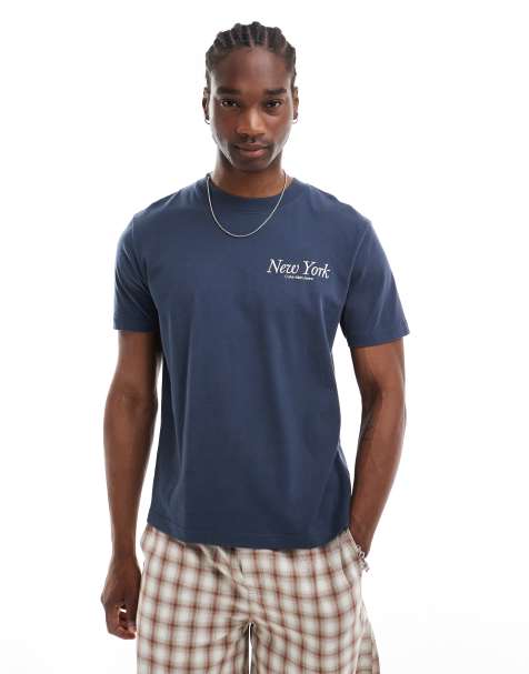 Calvin Klein Jeans – Granatowy T-shirt z napisem New York - view 1