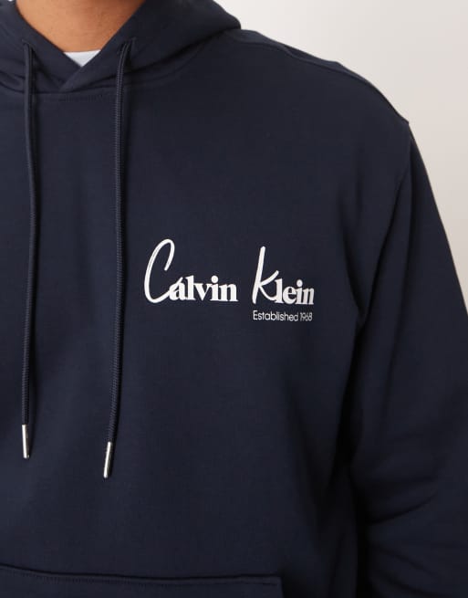 Calvin Klein Jeans graphic hoodie in navy, 5 of 5
