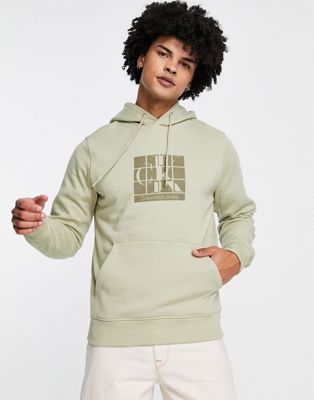 Calvin Klein Jeans graphic logo hoodie in stone