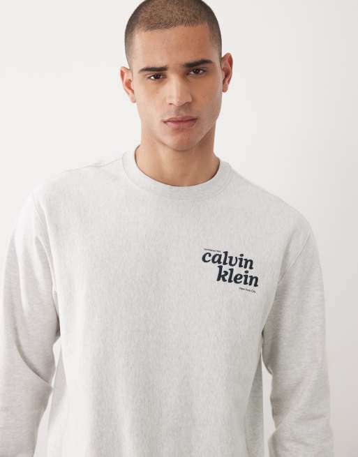 Calvin Klein Jeans graphic sweatshirt in grey, 5 of 5
