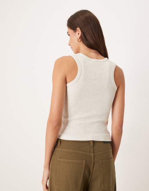 Calvin Klein Jeans – Grått, ribbat linne med monogramlogga, 4 av 4