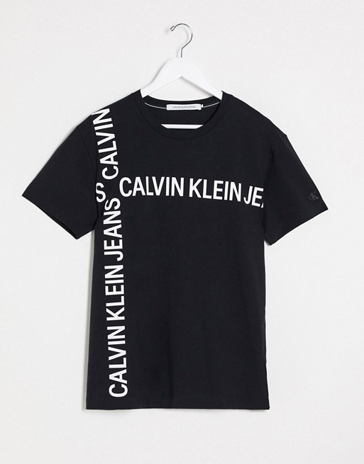 Calvin Klein Jeans grid institutional logo t-shirt in black