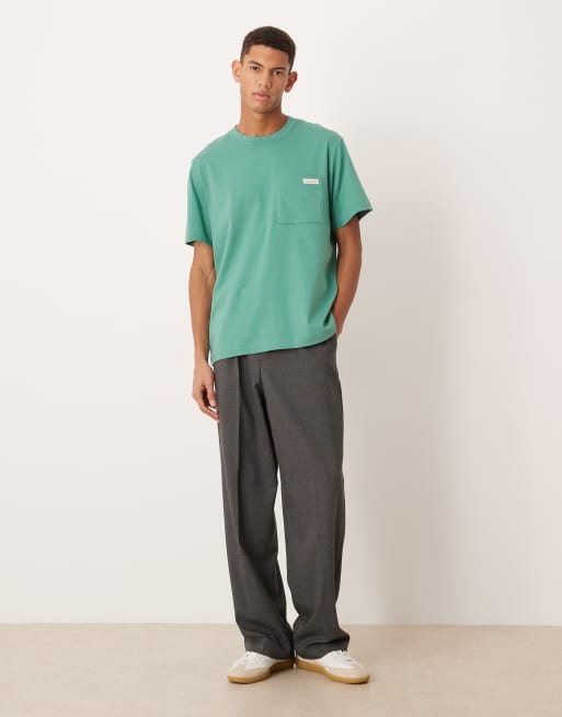 Calvin Klein Jeans – Grön, enkel t-shirt med ficka, 2 av 5