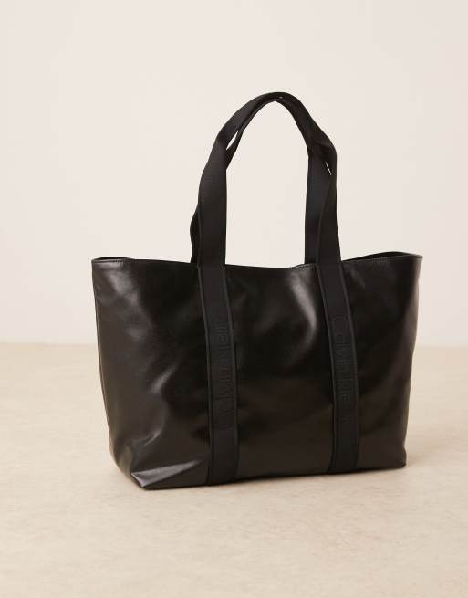 Calvin Klein Jeans - Grote nylon tote tas met glans in zwart, 2 van 4
