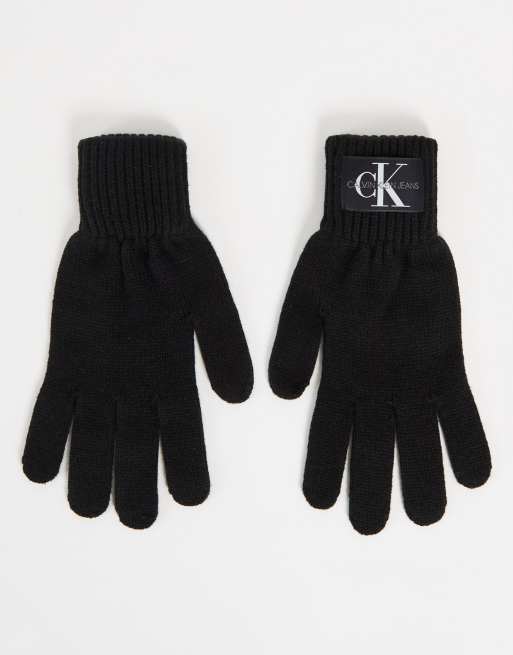 Calvin Klein Jeans - Guanti in maglia con logo con monogramma, colore nero