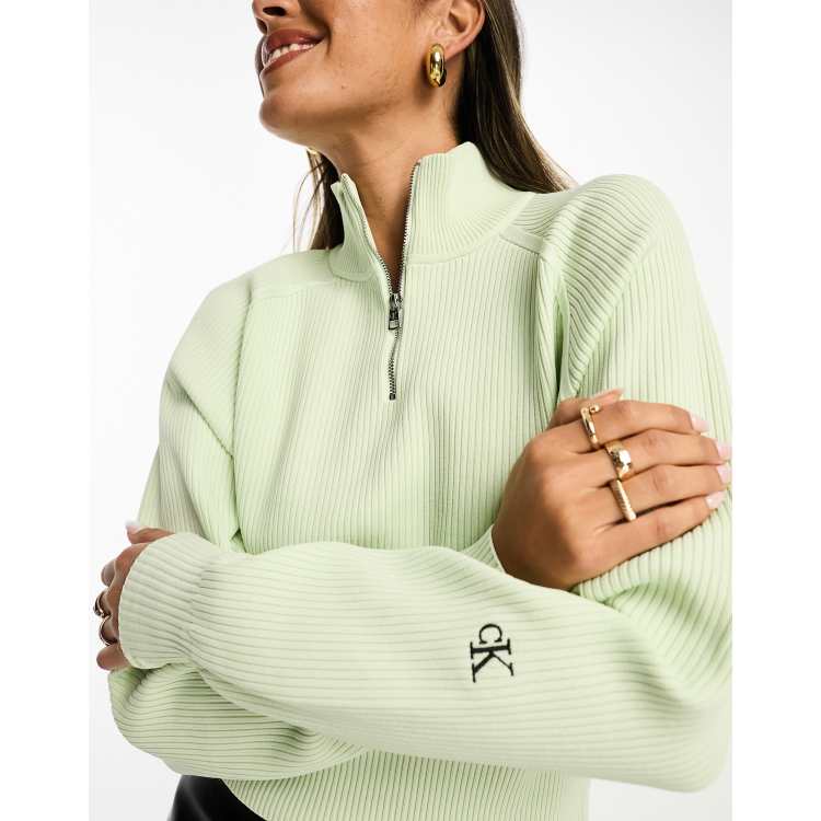 Calvin Klein Jeans half zip sweater in canary green ASOS
