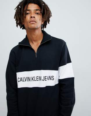 calvin klein sweatshirt with logo stripe