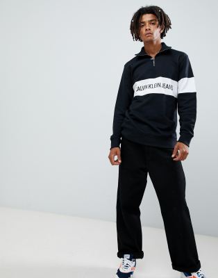 calvin klein sweatshirt with logo stripe