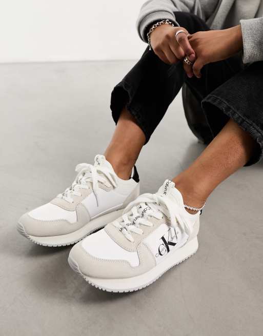 Calvin Klein Jeans - Hardloop-soksneakers met veters in wit