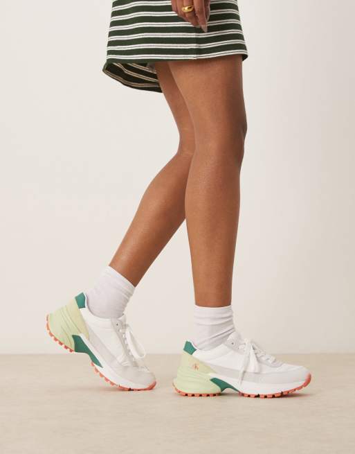 Calvin Klein Jeans - Hardloopschoenen van nylon in wit en groen, 4 van 5