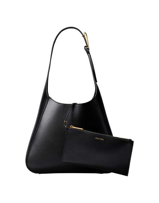 Calvin Klein Jeans hardware detail shoulder handbag with adjustable strap in black, 2 of 4