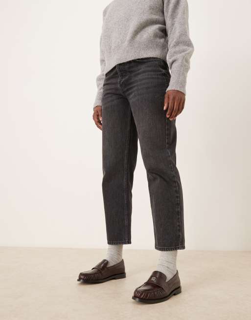 Calvin Klein Jeans hardware leather round loafers in burgundy , 3 of 4