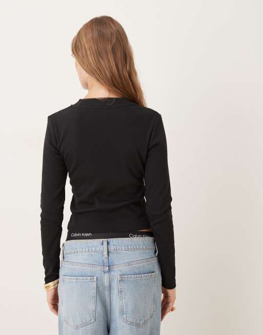 Calvin Klein Jeans - Haut manches longues avec logo monogramme - Noir , 4 de 4