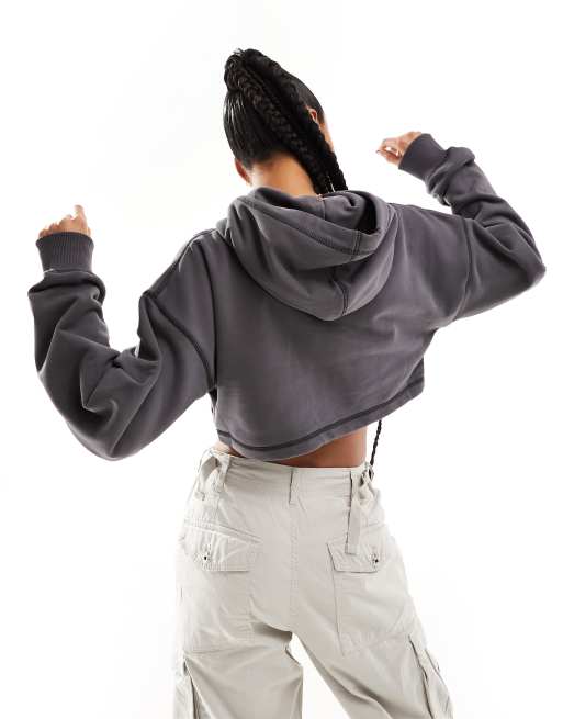 Calvin Klein Jeans Hero monogram logo cropped hoodie in washed black, 2 of 4