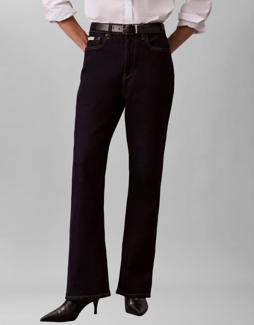 Calvin Klein Jeans high rise bootcut jeans in dark wash blue, 2 of 4