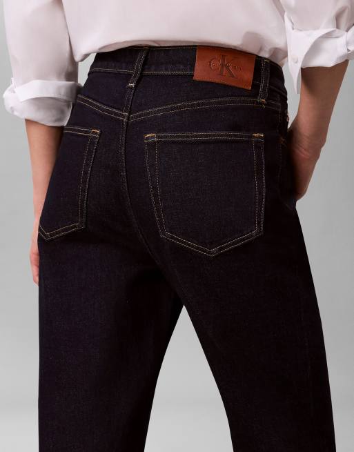 Calvin Klein Jeans high rise bootcut jeans in dark wash blue, 4 of 4