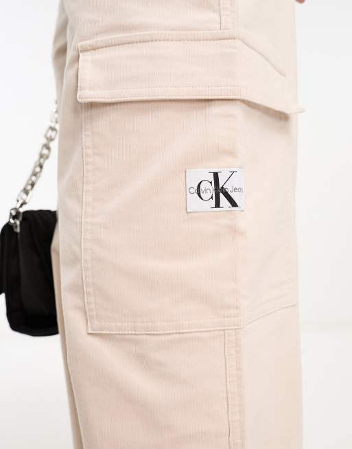 Calvin Klein Jeans high rise corduroy pants in beige, 2 of 4